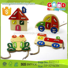 New Arrival Intelligent Baby Lacing Toy Wooden DIY Toy